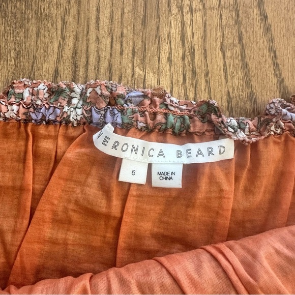 Veronica Beard Melodie Smocked Skirt Size 6 Cotton Floral Ruffle Mini Spring - Picture 6 of 11
